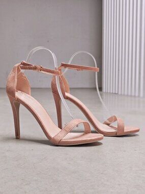 Elegant Blush Pink Stiletto Heels With Open Toe & Ankle Strap